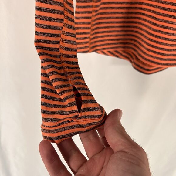 Nike Running Jacket Women's Small Orange Striped 1/4 Zip Dri Fit Long Sleeve - Picture 5 of 11